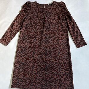 LOFT leopard print dress in Black and Brown.